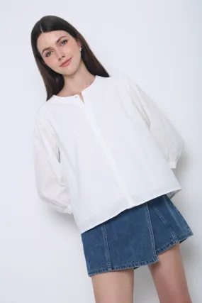 Demi Linen Shirt White Structured Shoulder