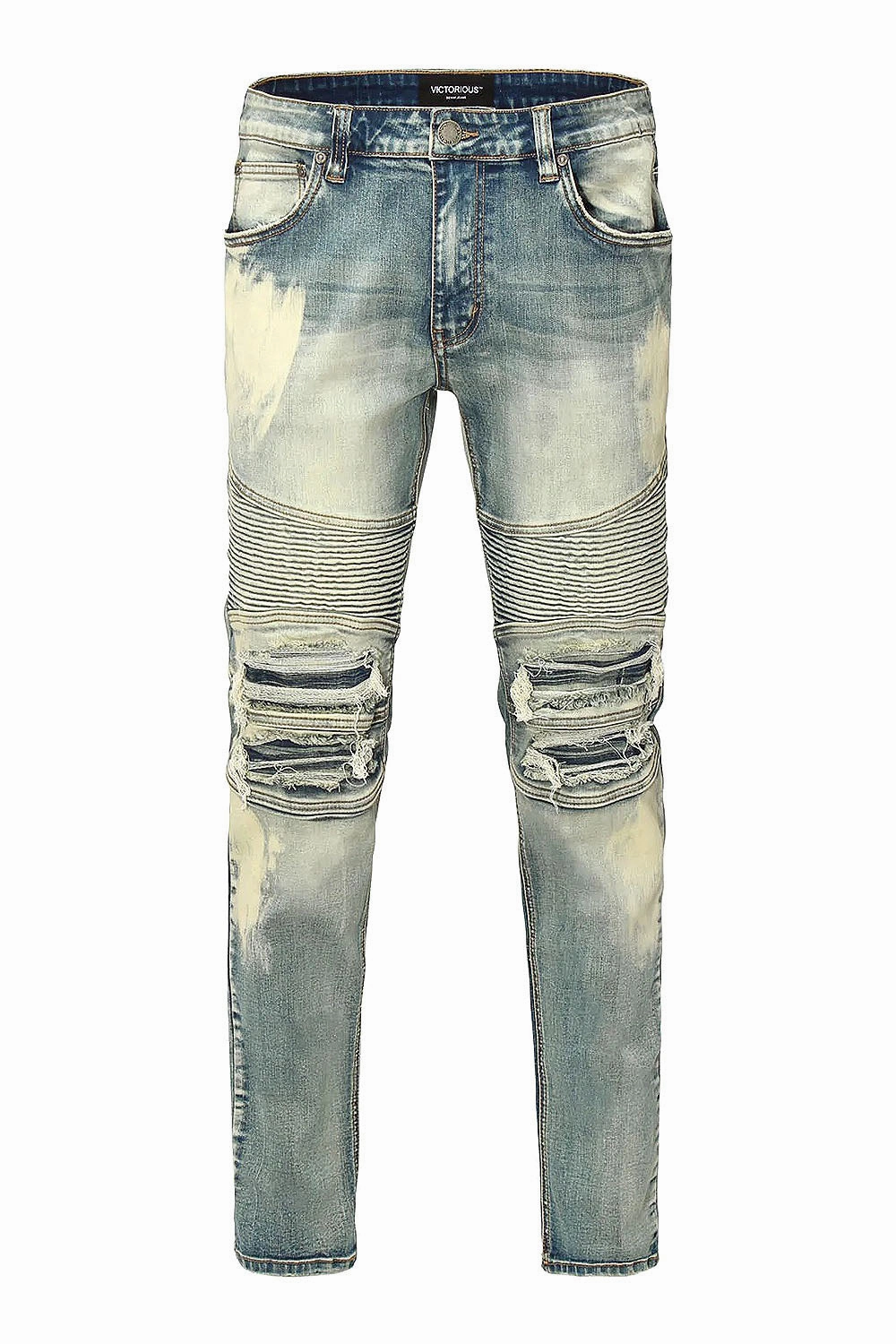 Chic Look Desert Washed Biker Denim Jeans