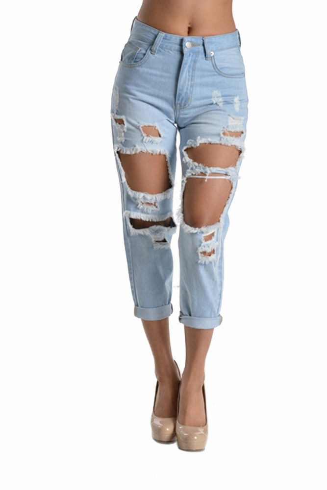 Destroyed Boyfriend Jeans Easy Comfort MachineWashable