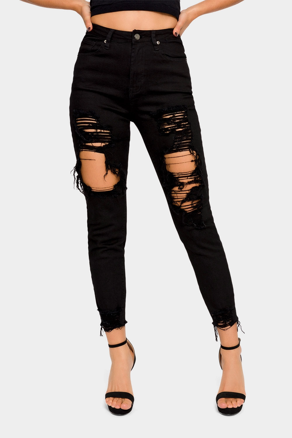 Stay Flexible Thermal Regulating Fabric Destroyed High Rise Skinny Jeans