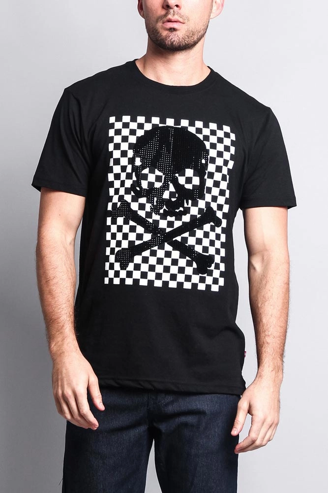 ThermalRegulating Men's Checkered Skull T Shirt