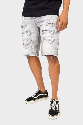 Distressed Illusion Denim Shorts Movement Support