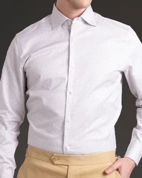 Reinforced Shoulders Tan Small Graph Checks Twill Shirt