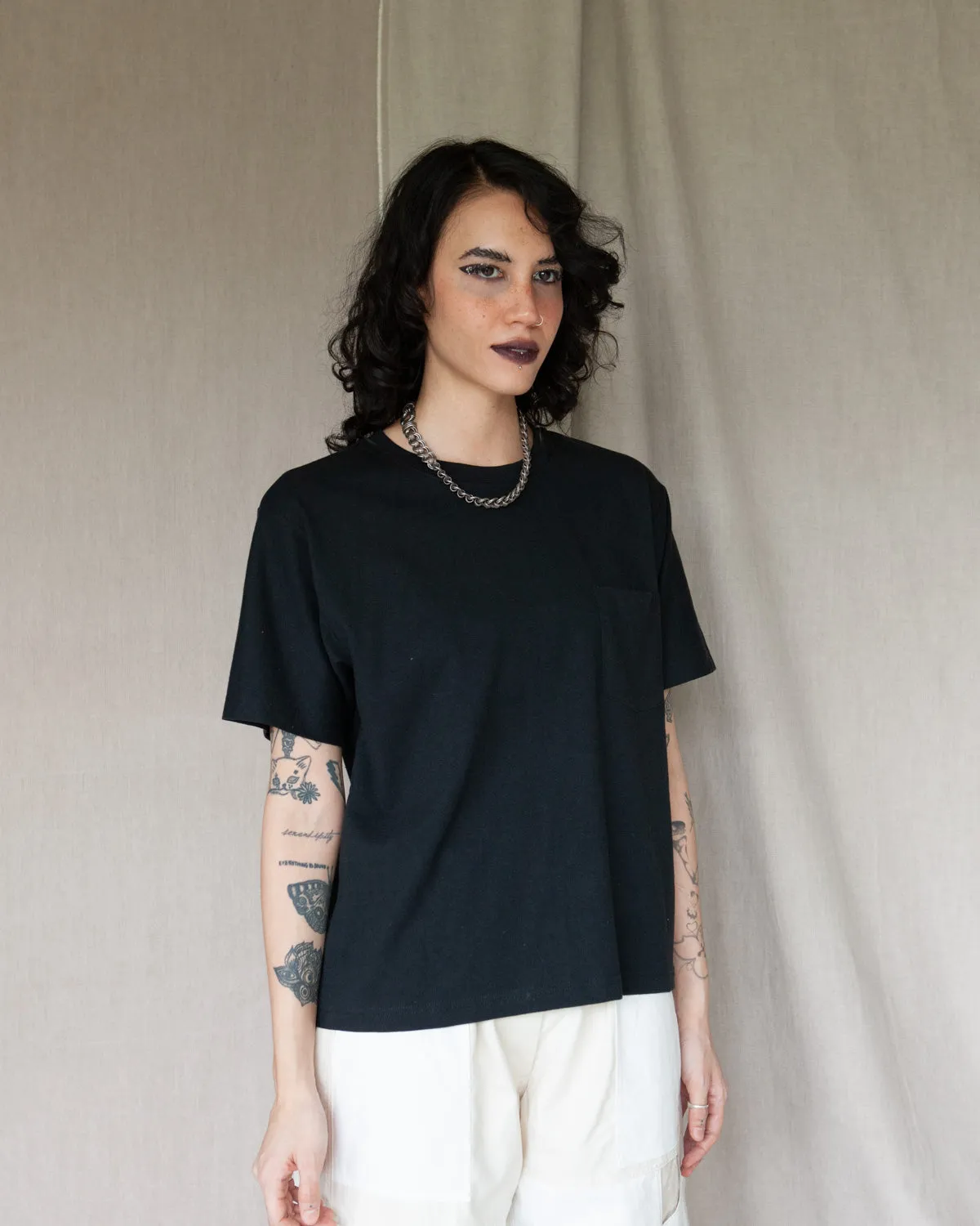 Stretch Waist W'MENSWEAR BOWL TEE - BLACK