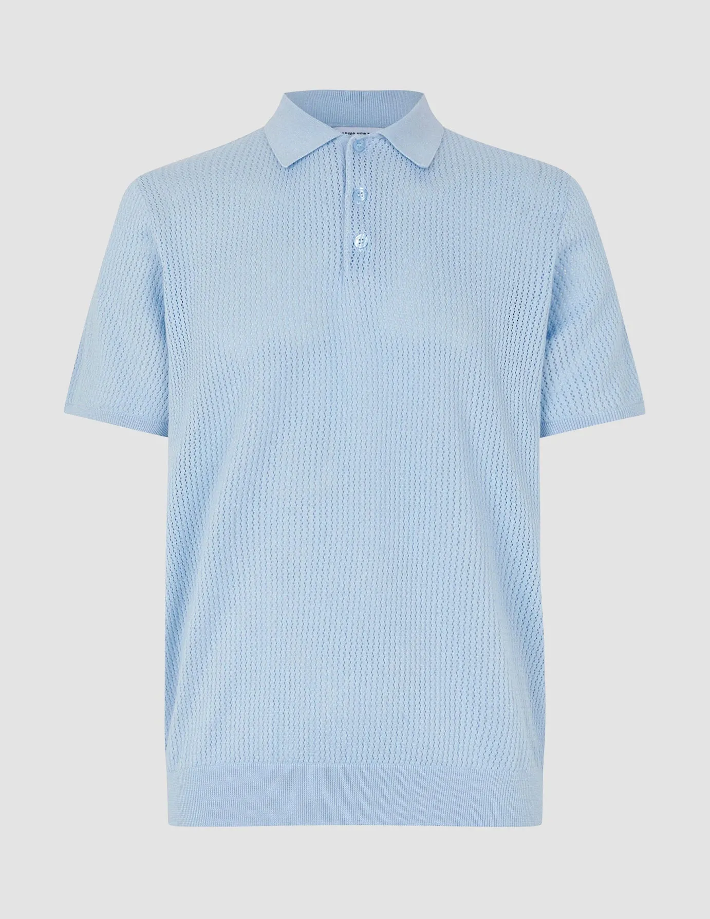 Textured Knitted Short Sleeve Polo Sky Blue men's clothing