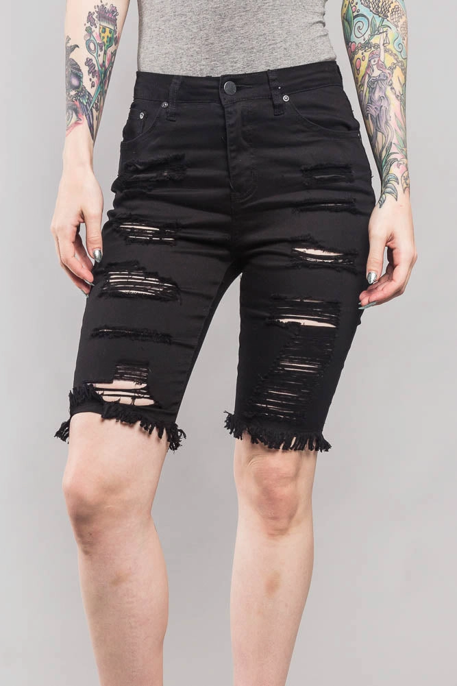 Perfect Look Durable Material Double Sided Distressed Bermuda Shorts