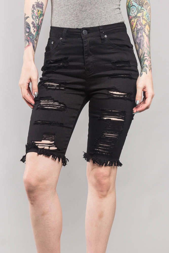 Double Sided Distressed Bermuda Shorts AntiPillingFabric