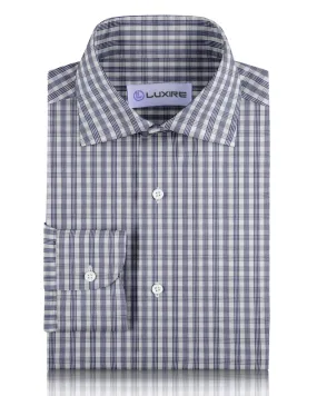 high-low hem Navy Shadow Checks Shirt