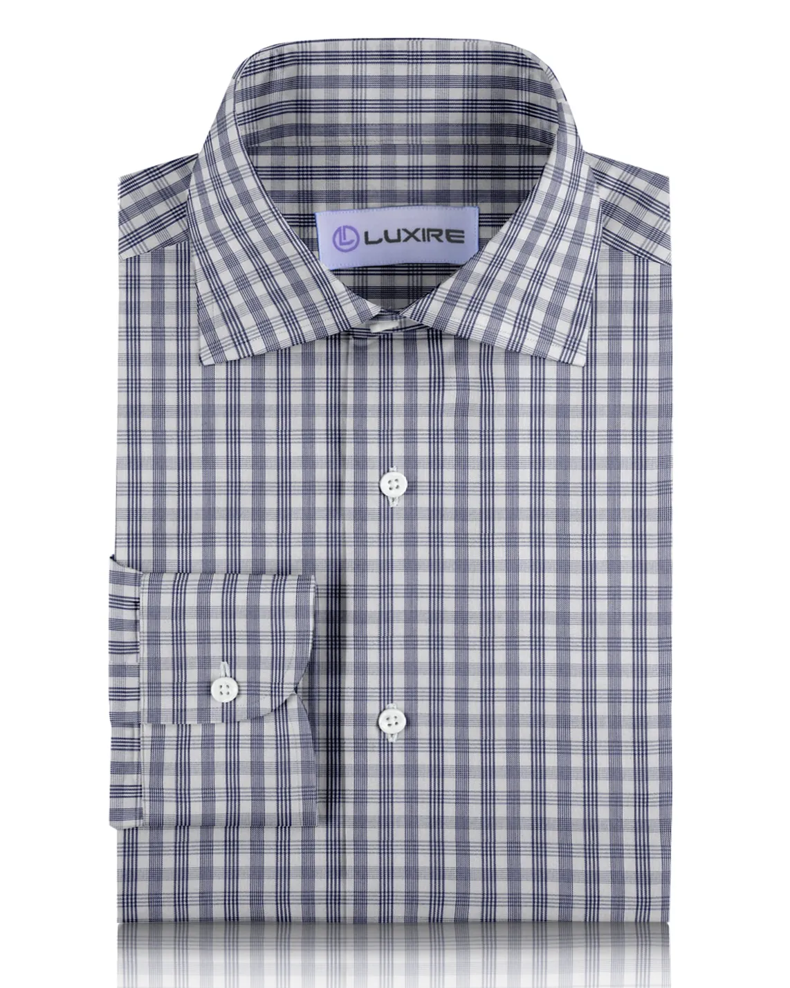 high-low hem Navy Shadow Checks Shirt
