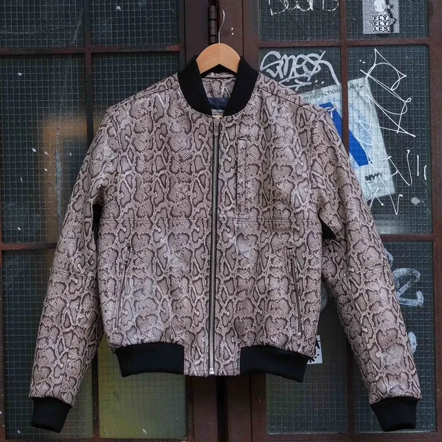 Everyday Fit Style THE MARCY Leather Bomber - Snake Print