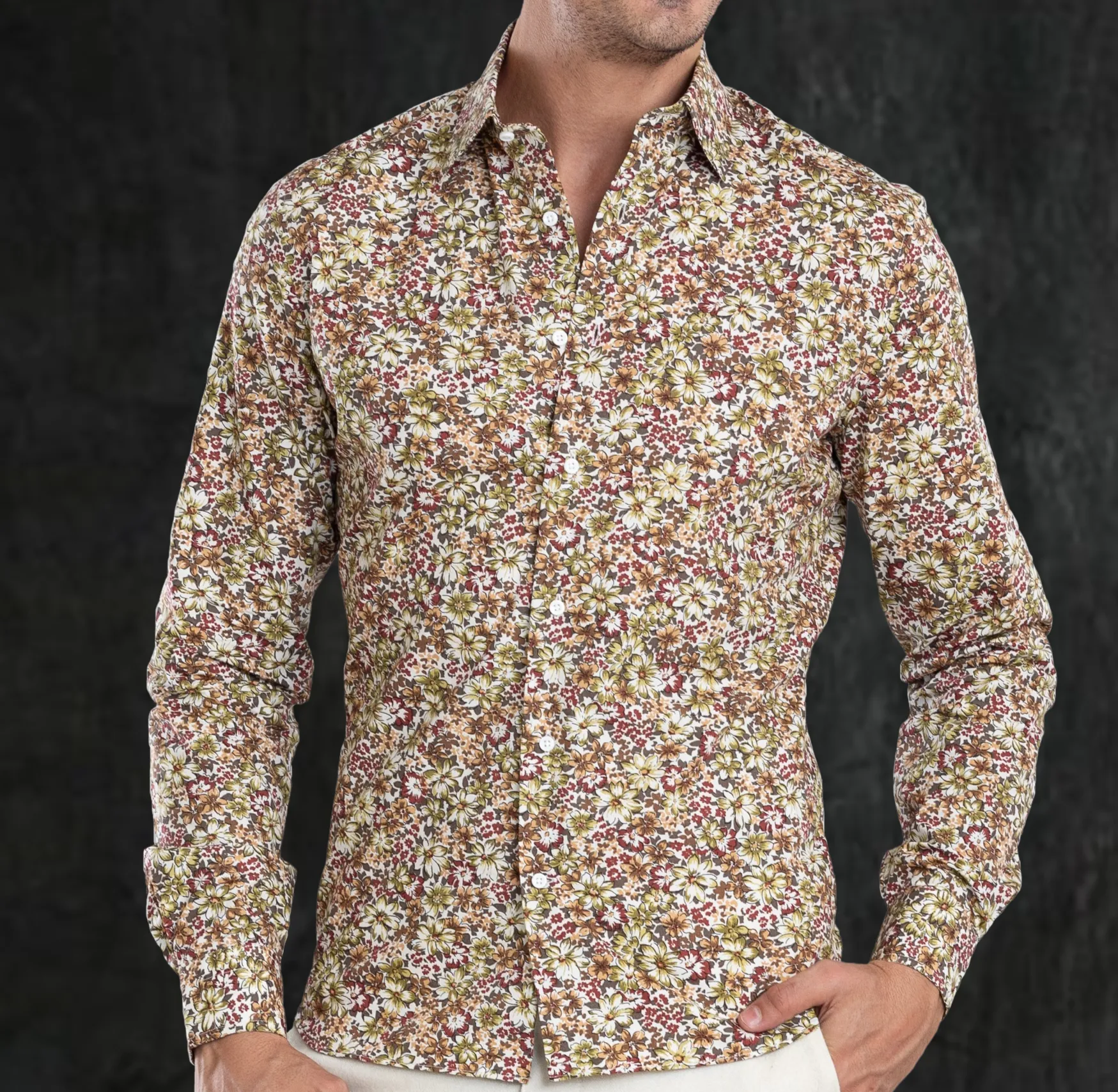 Gradient effect Functional Comfort Olive Green Maroon prints on White