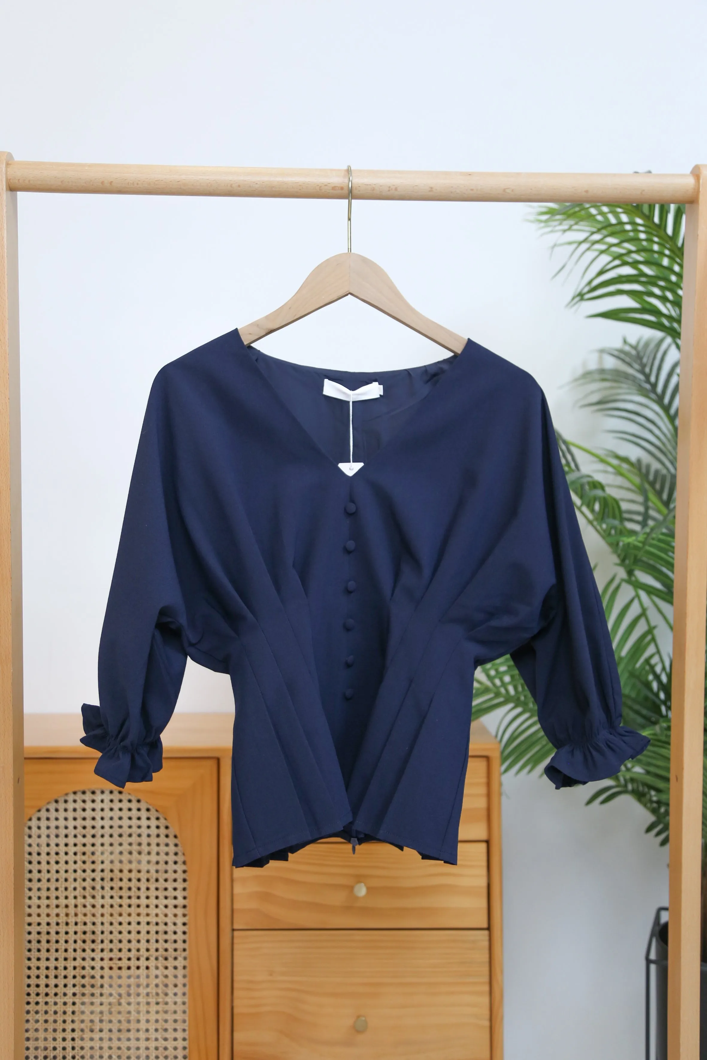 Kyoto Waist Blouse Navy Sporty Top