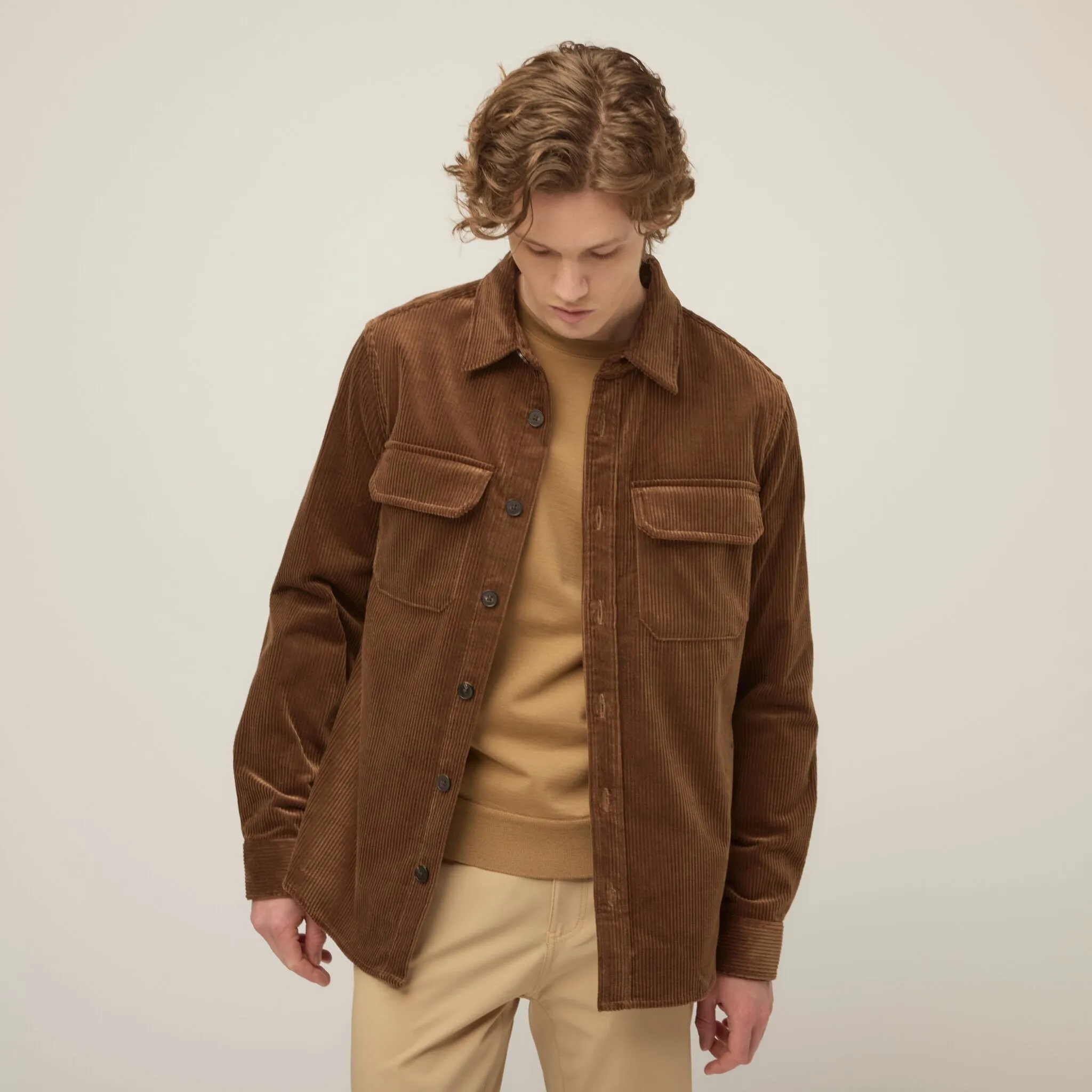 Corduroy Overshirt Thermal Regulation System Snag Free Fabric