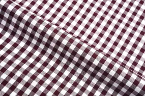 Maroon on White Broad Gingham Checks Shirt Waffle Weave