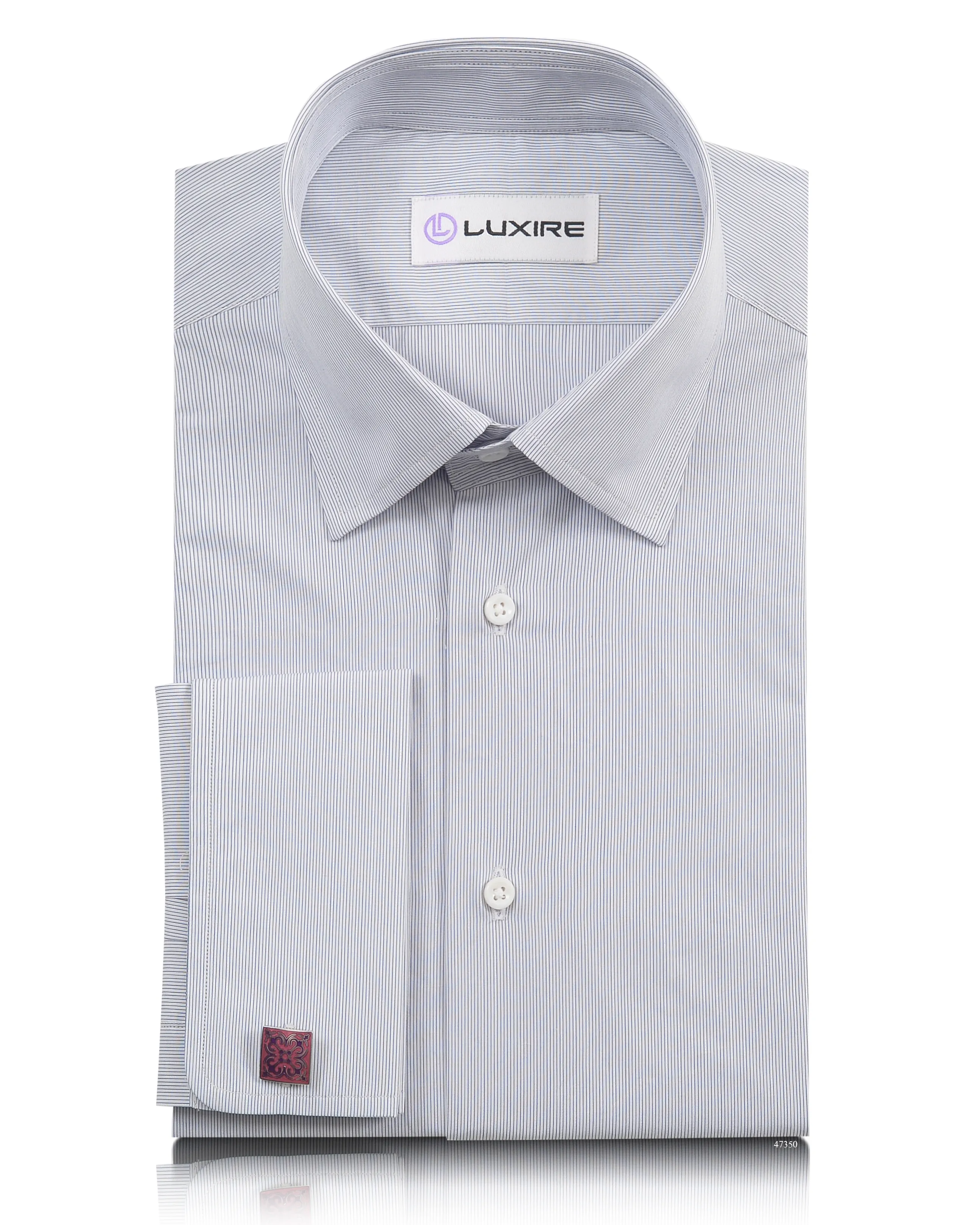 Blue Hairline Stripe On white Shirt Fitted Shape