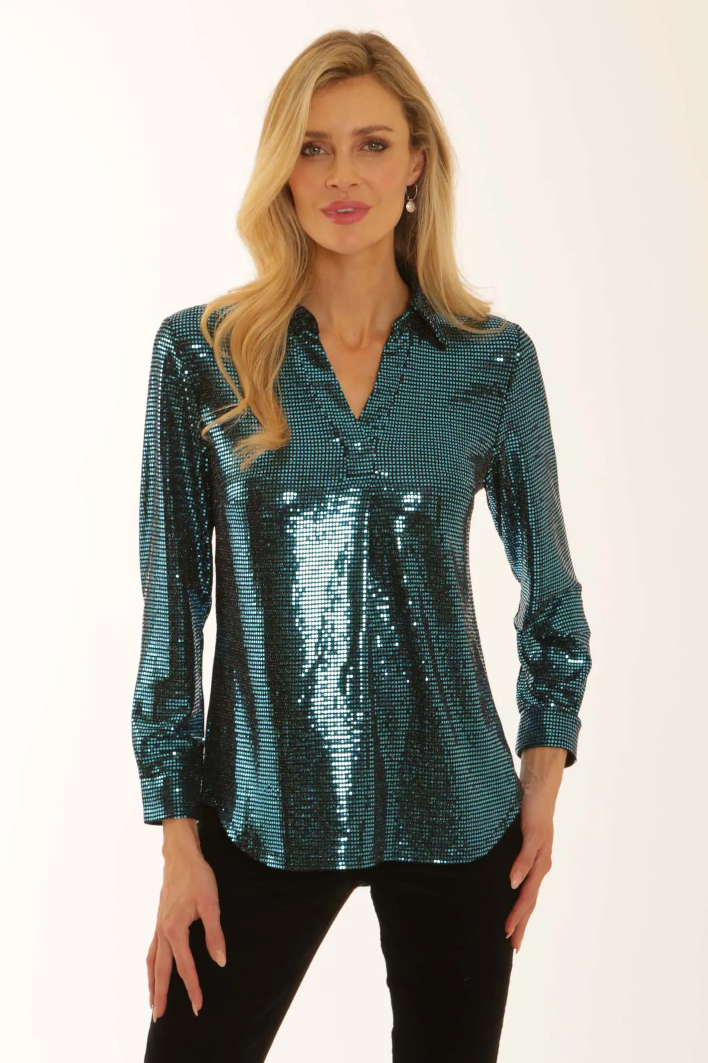BioBased Fiber Pomodoro Clothing Stretch Sequin Shirt 32560