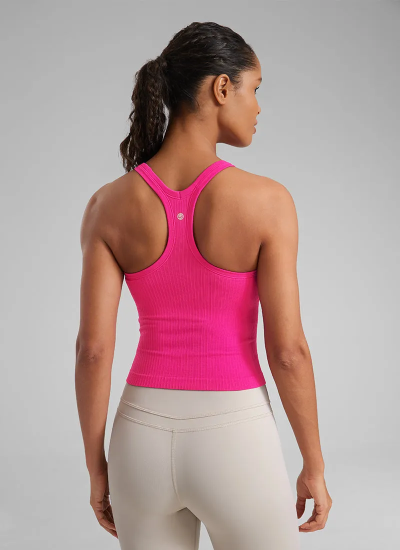 Minimal Cool Anti Chafing Seamless Racerback Built in Bra Ribbed Tank