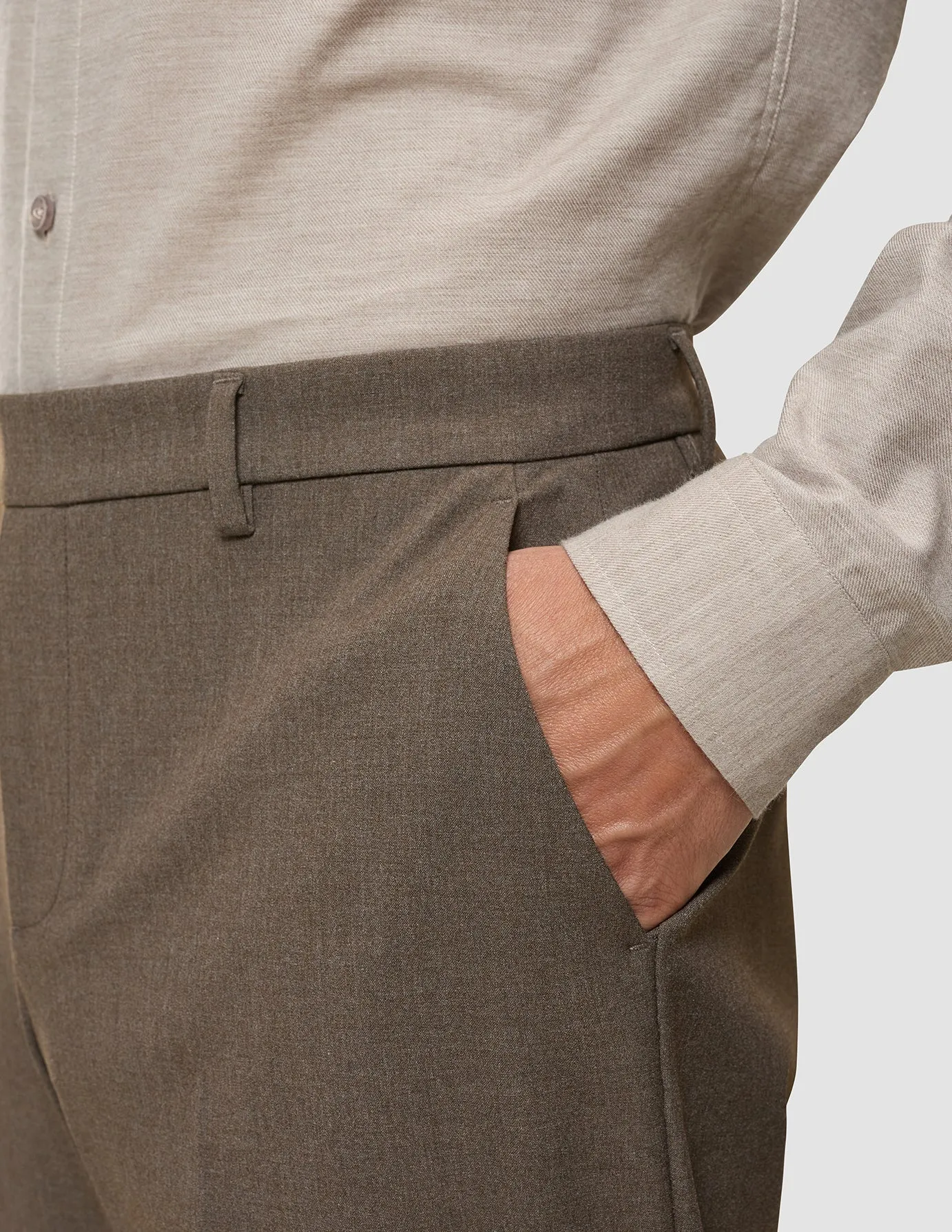 Essential Suit Pants Relaxed Fit Saddle Brown Melange Quick Layer