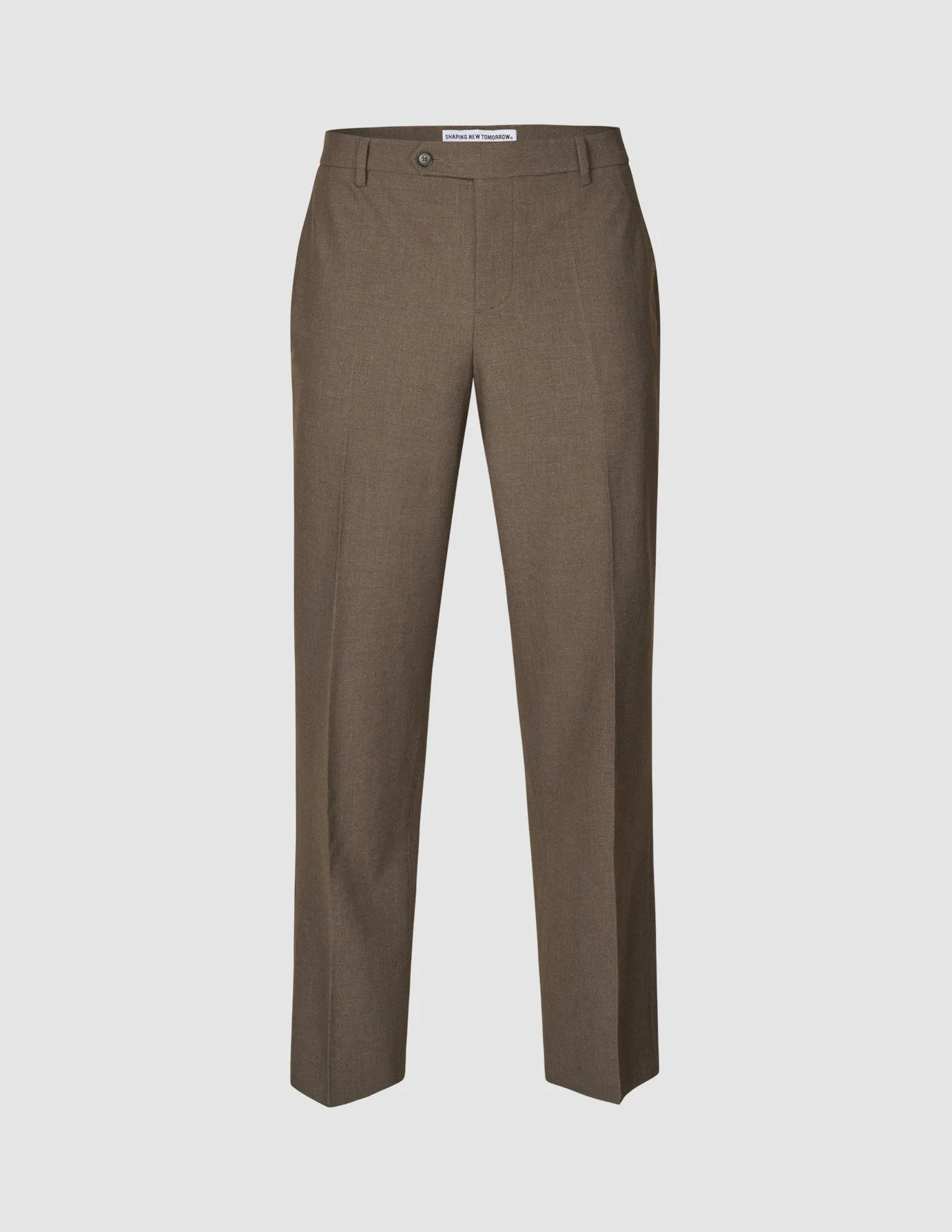 Essential Suit Pants Relaxed Fit Saddle Brown Melange Hidden pockets