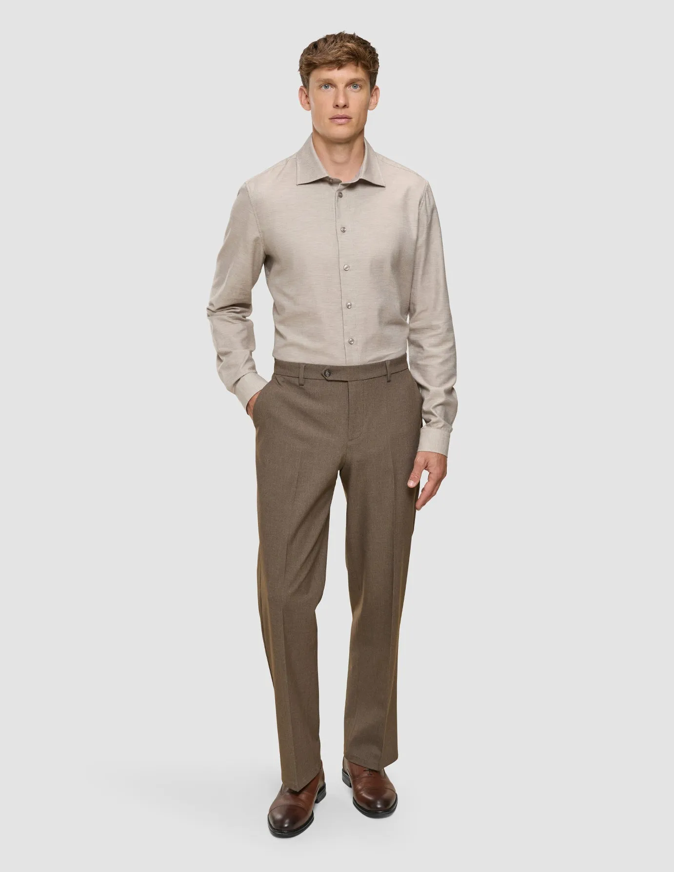 Essential Suit Pants Relaxed Fit Saddle Brown Melange Sport Ready