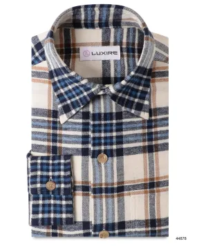 Comfortable Look Sporty Design Blue White Casual Tartan Checks