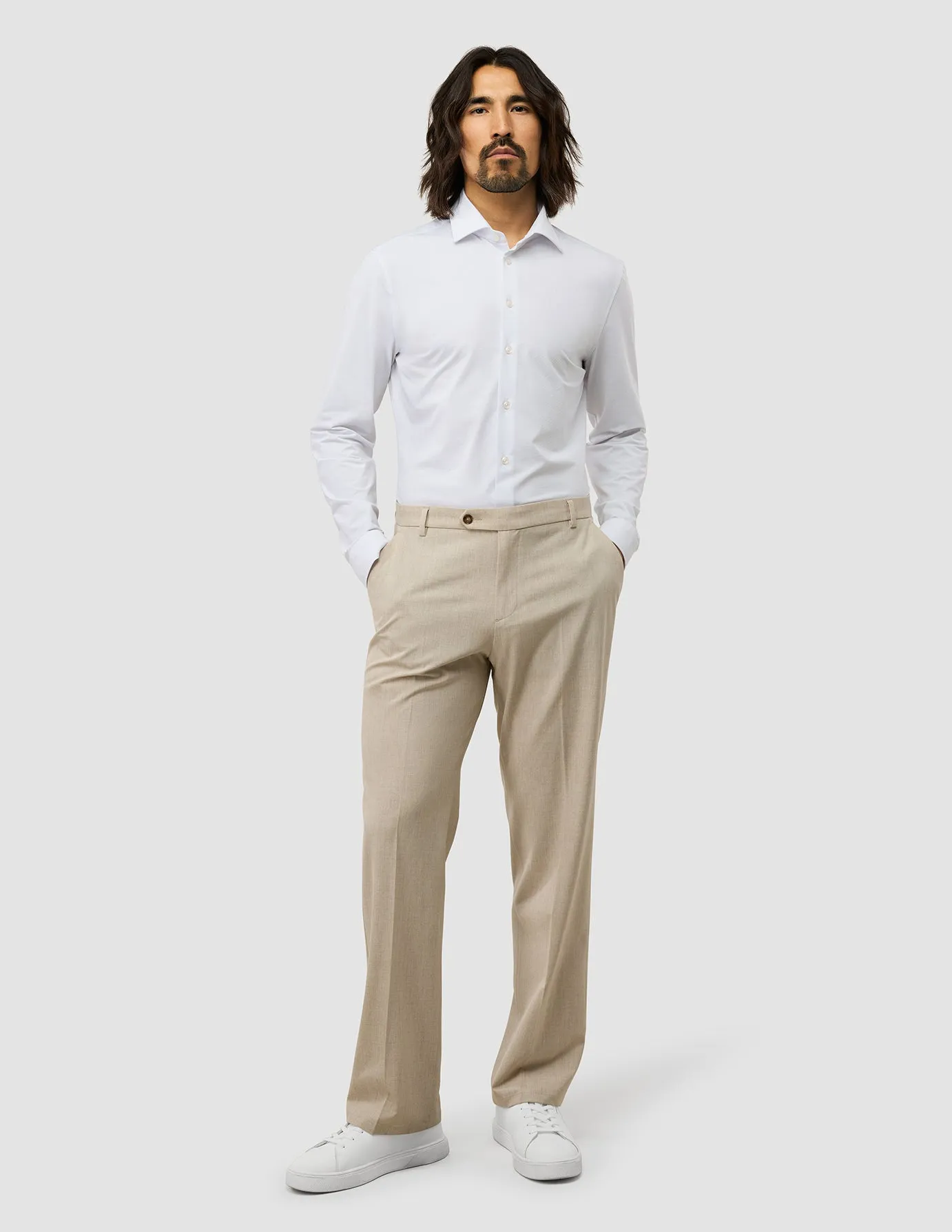 Tech Linen Suit Pants Relaxed Fit Sandshell Relax Mode Tough Stretch