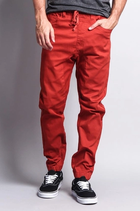 Men's Jogger Twill Pants (Burnt Orange) Ripstop Reinforcement FlexibleKneePanels