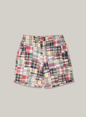 Extended Inseam Options SUGAR CANE MADRAS SHORTS PATCHWORK CHECK - GREEN