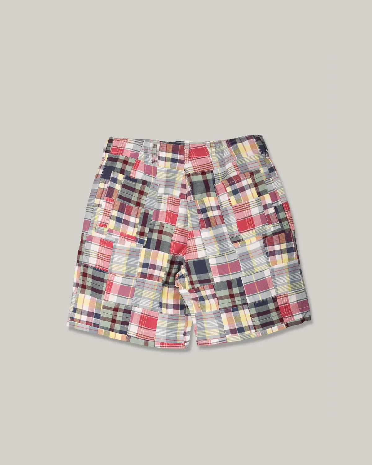 SUGAR CANE MADRAS SHORTS PATCHWORK CHECK - GREEN BreathableWebbing UPFProtection