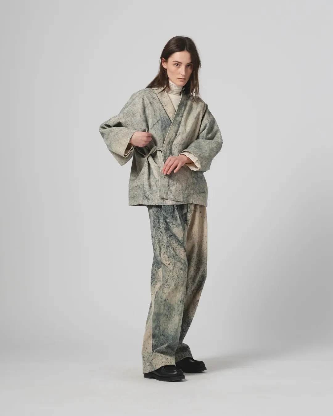 EAT DUST KIMONO - FELINO CORD - BEIGE/ INK Convertible Silhouette