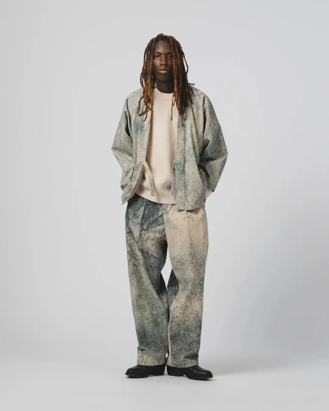 EAT DUST KIMONO - FELINO CORD - BEIGE/ INK Noise Free Material Moisture Control Fibers