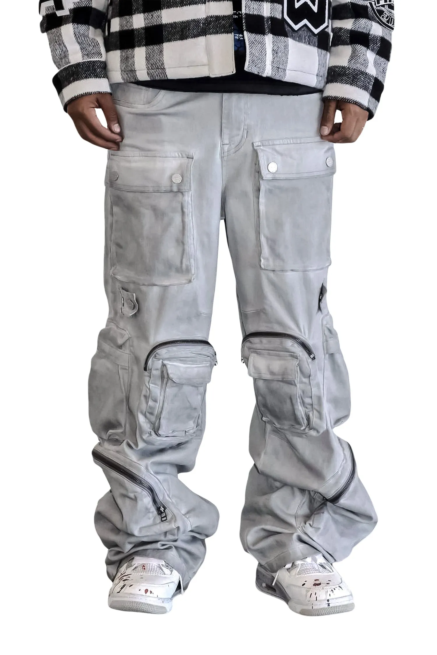Men's Y2k Wide Fit Utility Cargo Baggy Denim Pants Light and Cozy