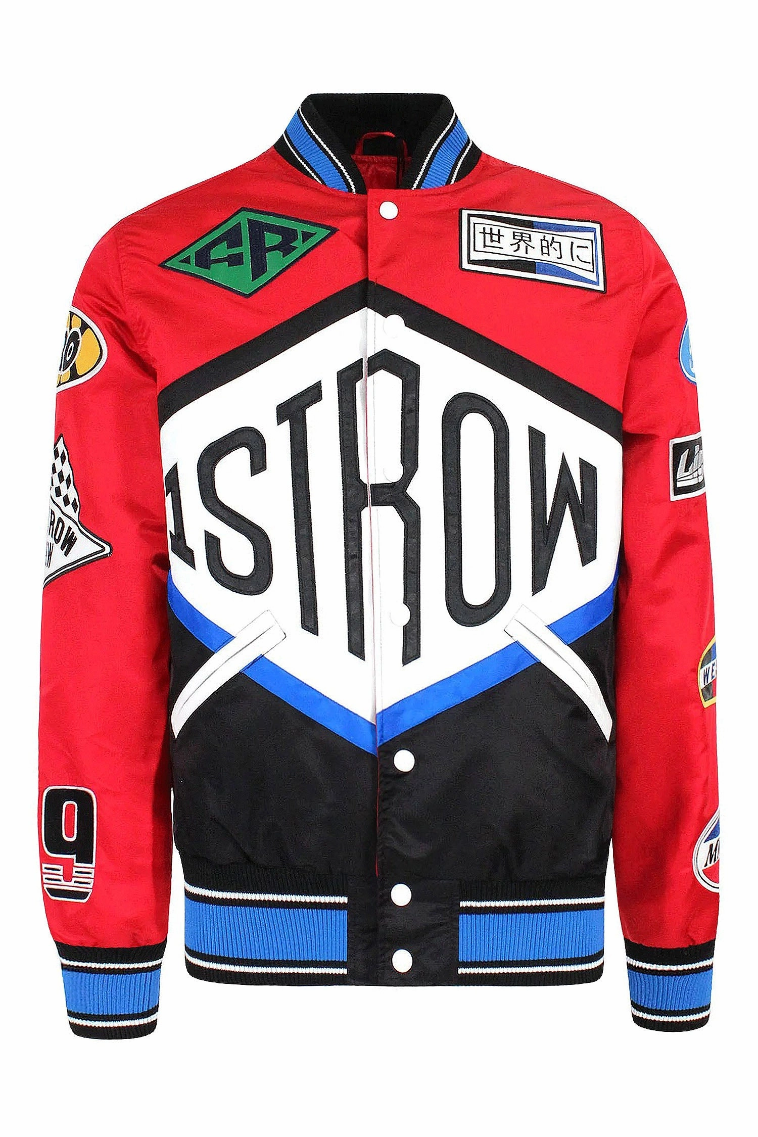 Anti Slip Cuffs Casual Fit Silhouette Men's Racing Embroidered Patched Varsity Jacket