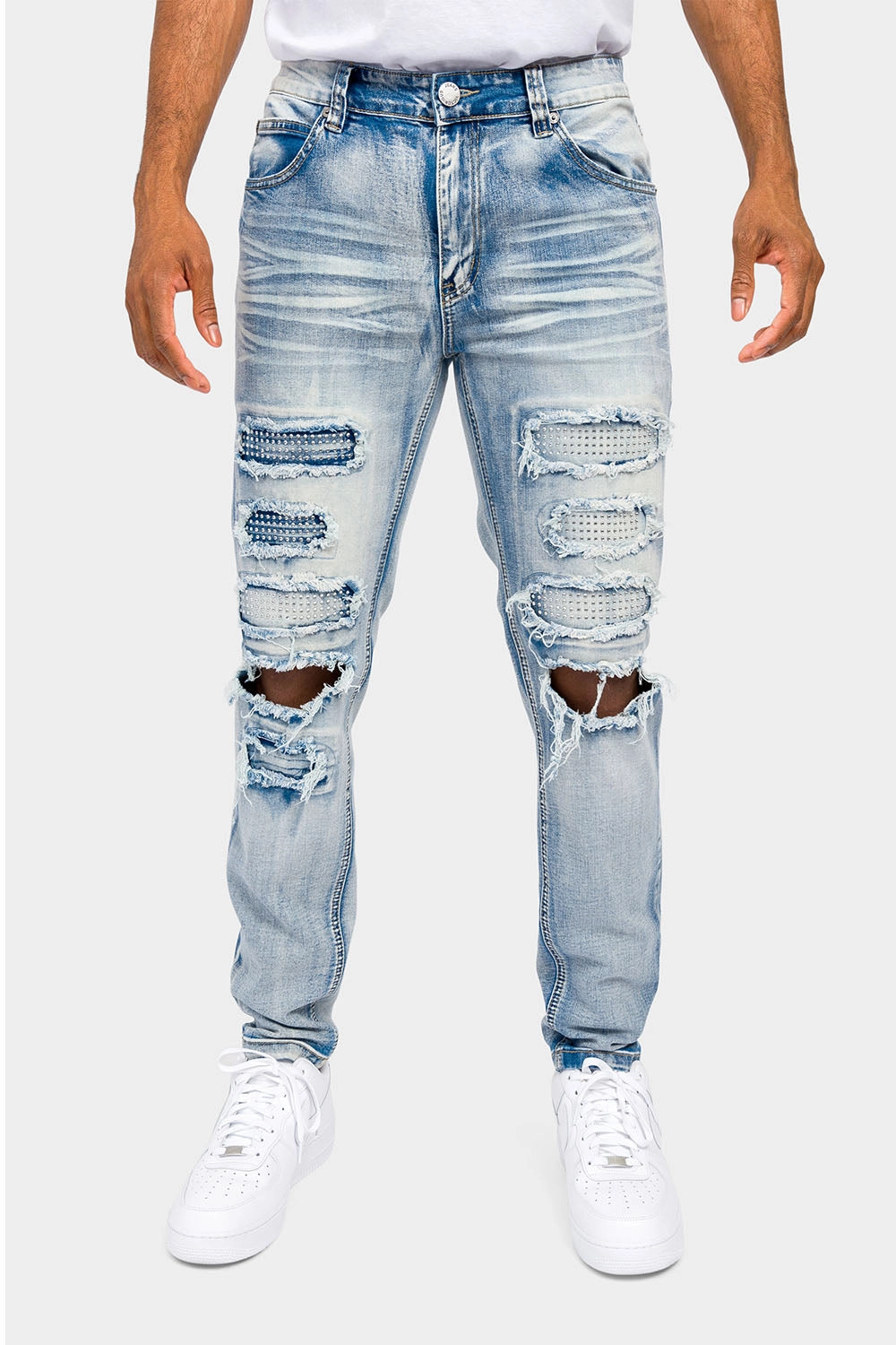 Distressed Diamond Denim Jeans Comfortable Style All Purpose Wear