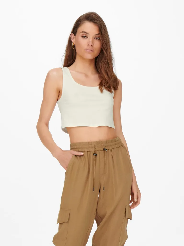 Flattering Drape TwoToneEffect Kira Cotton Cropped Tank