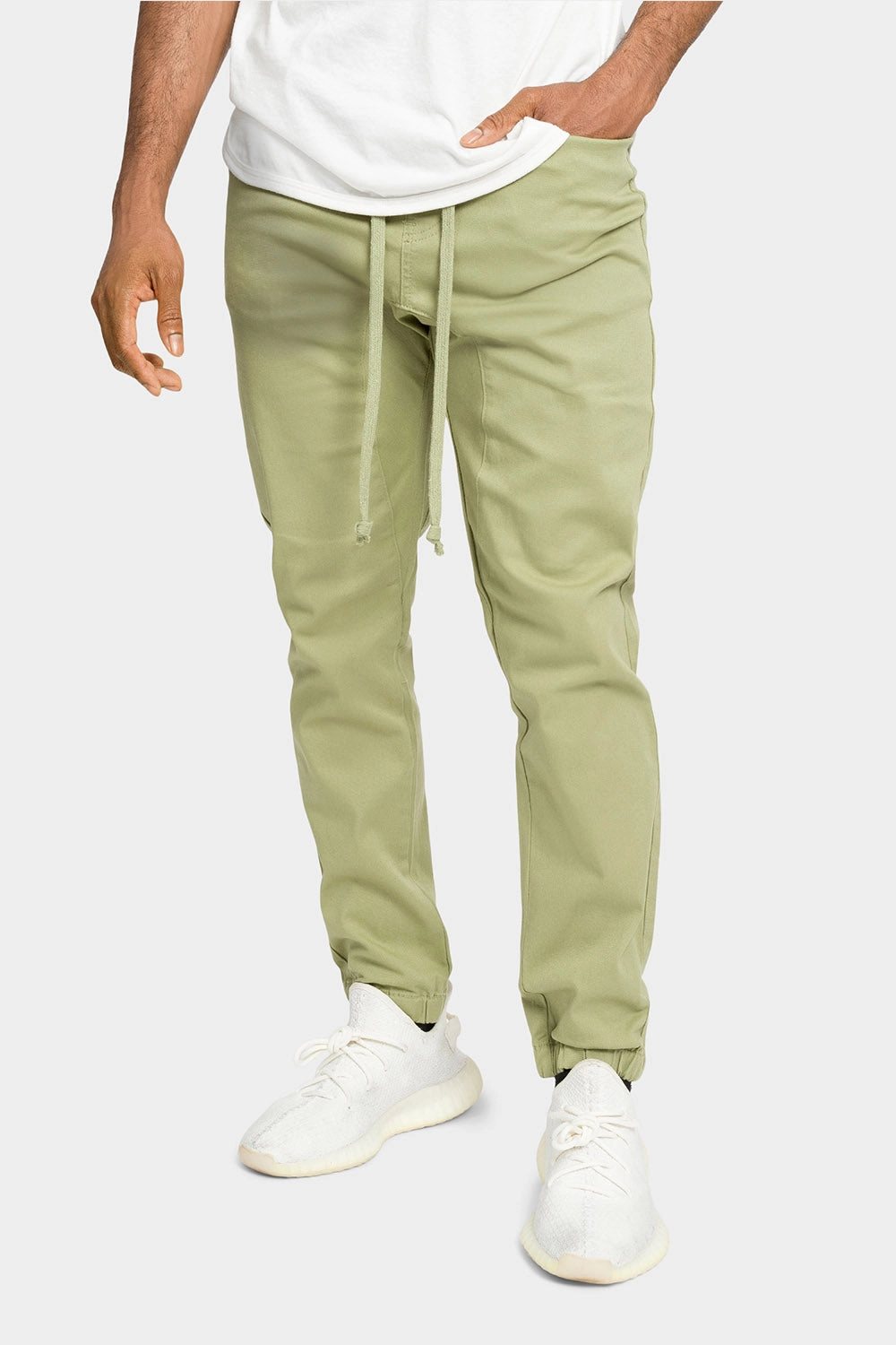 Supportive Waistband Men's Jogger Twill Pants (Pistachio)