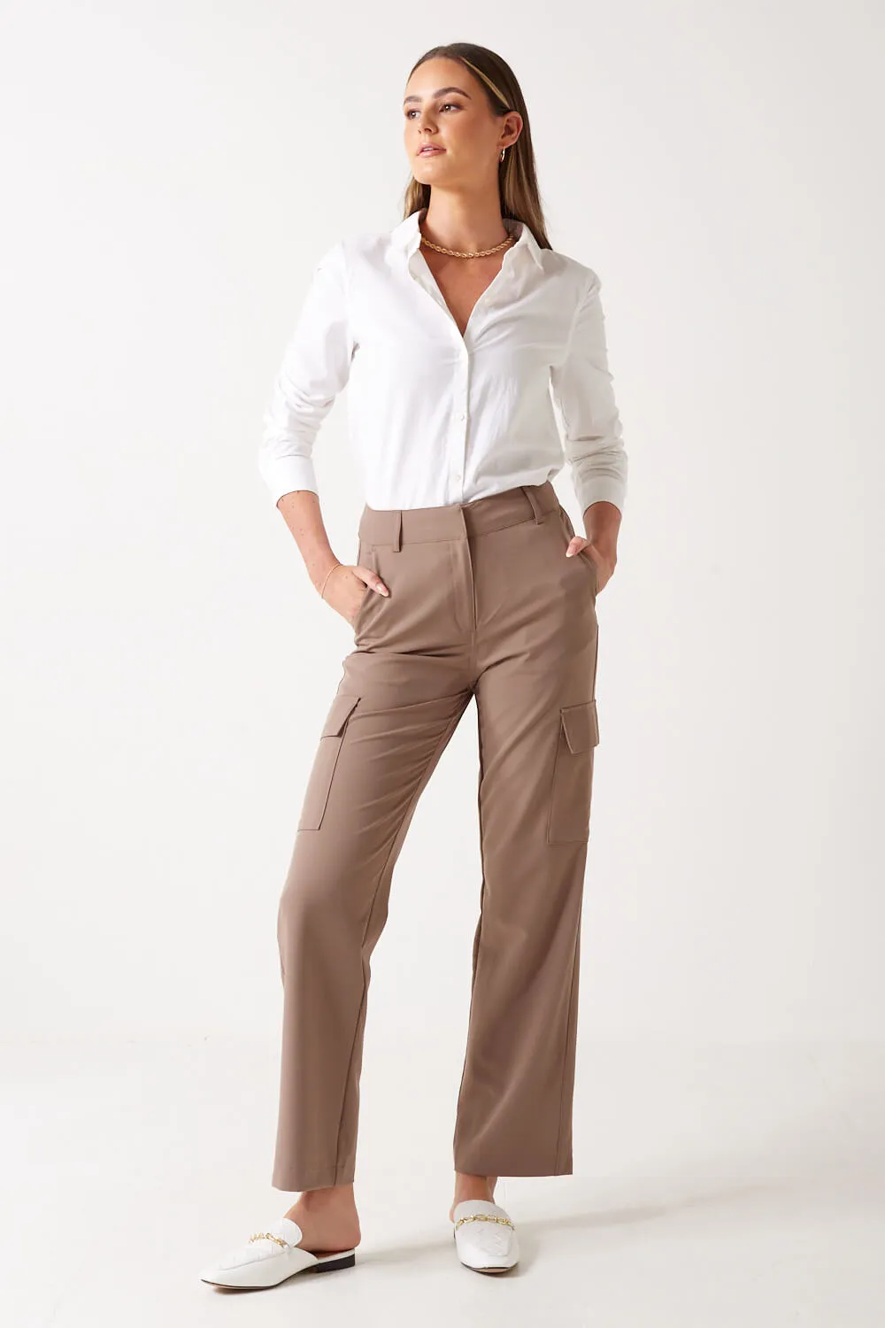 Textured Bold Easy Fashion Zelda Straight Cargo Pants