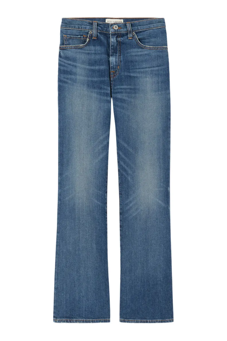 Nili Lotan Boot Cut Jean in Classic Wash Couple Look Eco Friendly