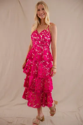 Trendy Fit Look Love Grows Here Midi Dress-Magenta