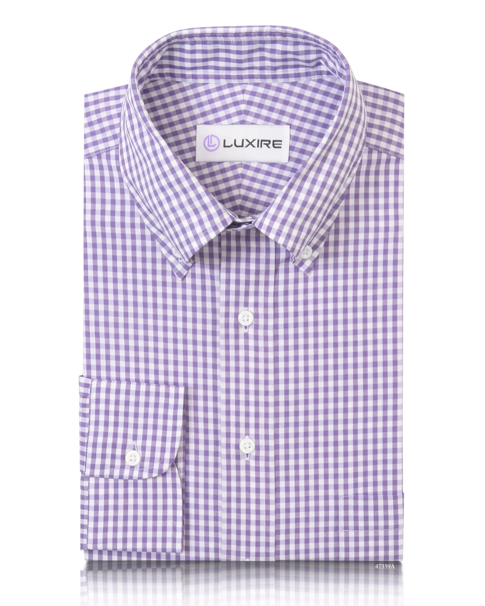 Spring Trend Smart Appearance Dark Purple Gingham on White Shirt