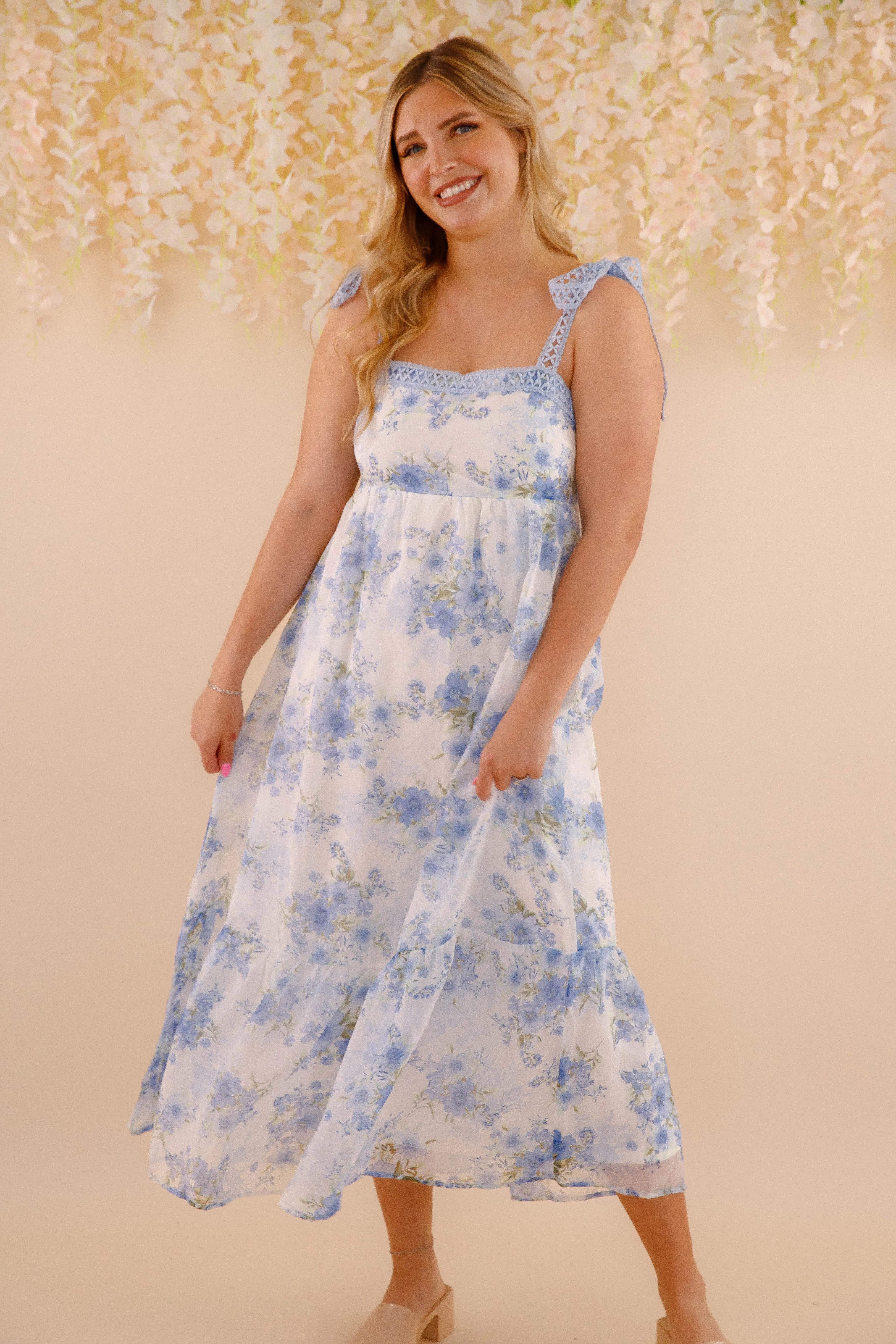 Graduation-Event Pinch Me Midi Dress-Blue