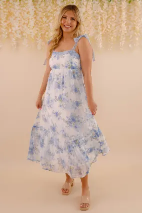 Cocktail-Party Pinch Me Midi Dress-Blue