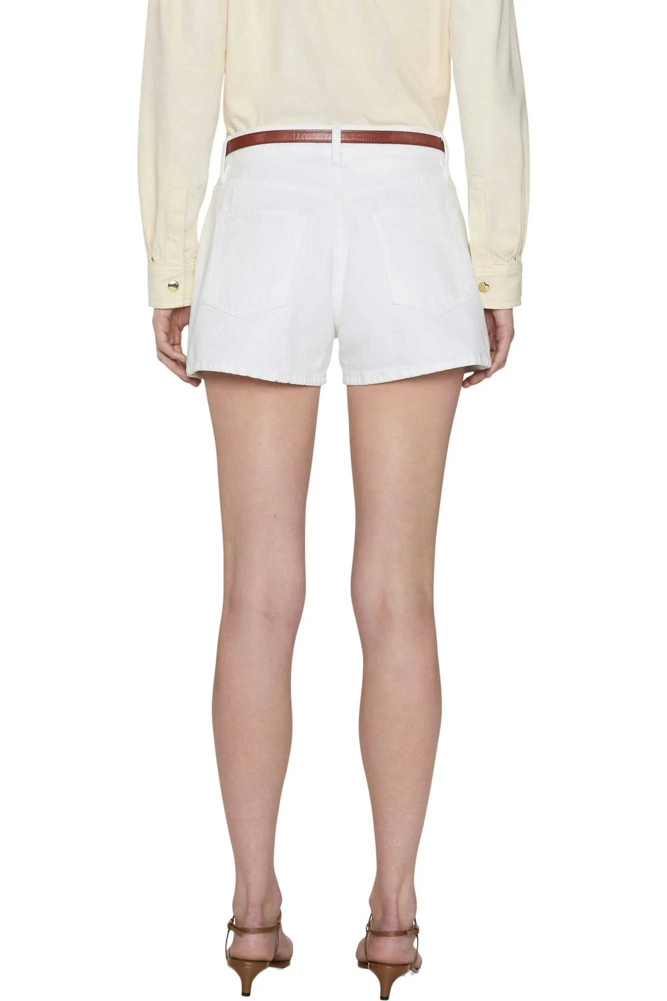 Frame Denim Hang Short in White Refined fit Layer Friendly