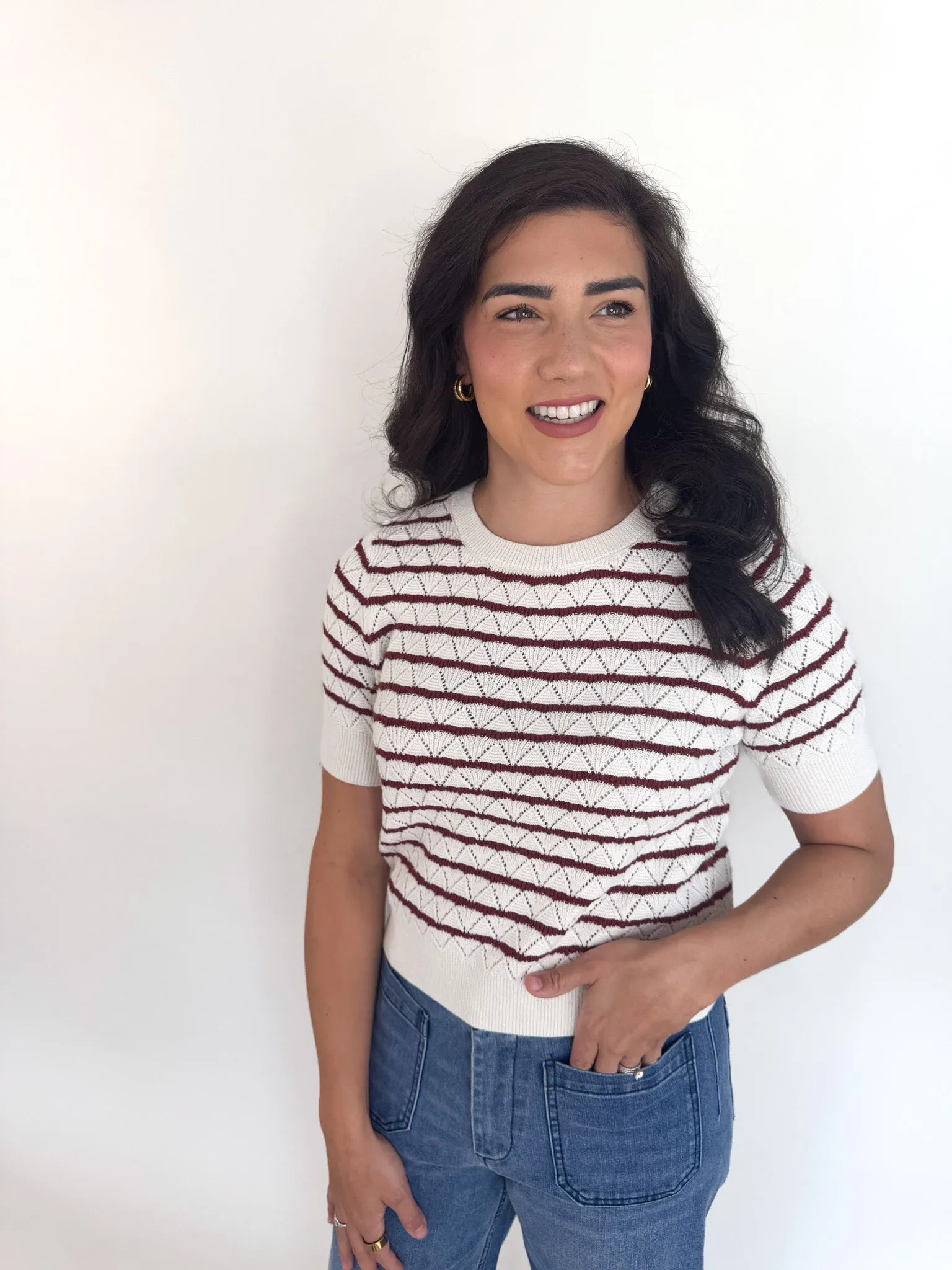 Lightweight Fit Cold Weather Outfit Norris Marshmellow Stripe Sweater