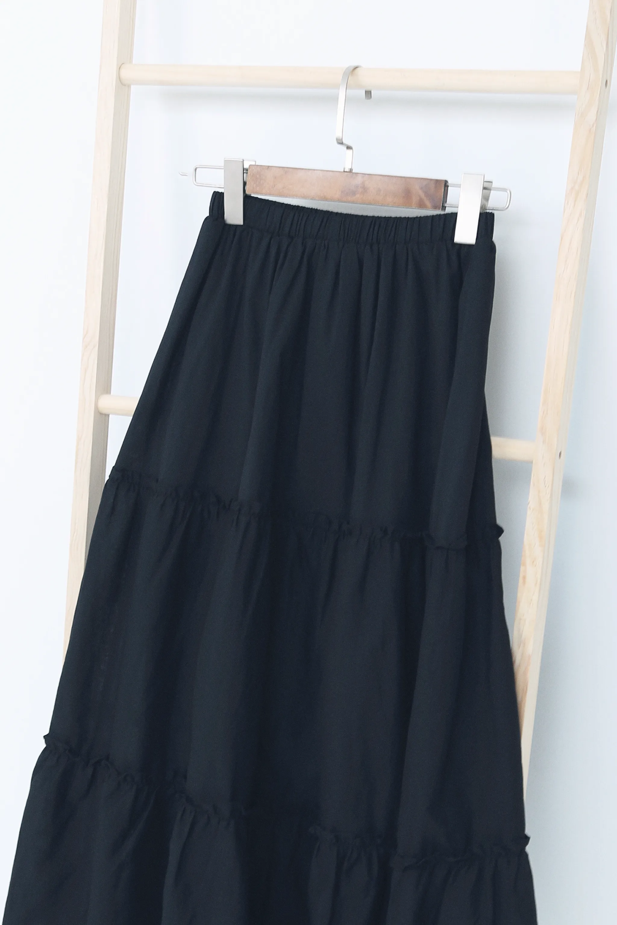 Eloise Tiered Maxi Skirt Black Airy Look