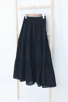 Smooth Edging Resale Value Eloise Tiered Maxi Skirt Black