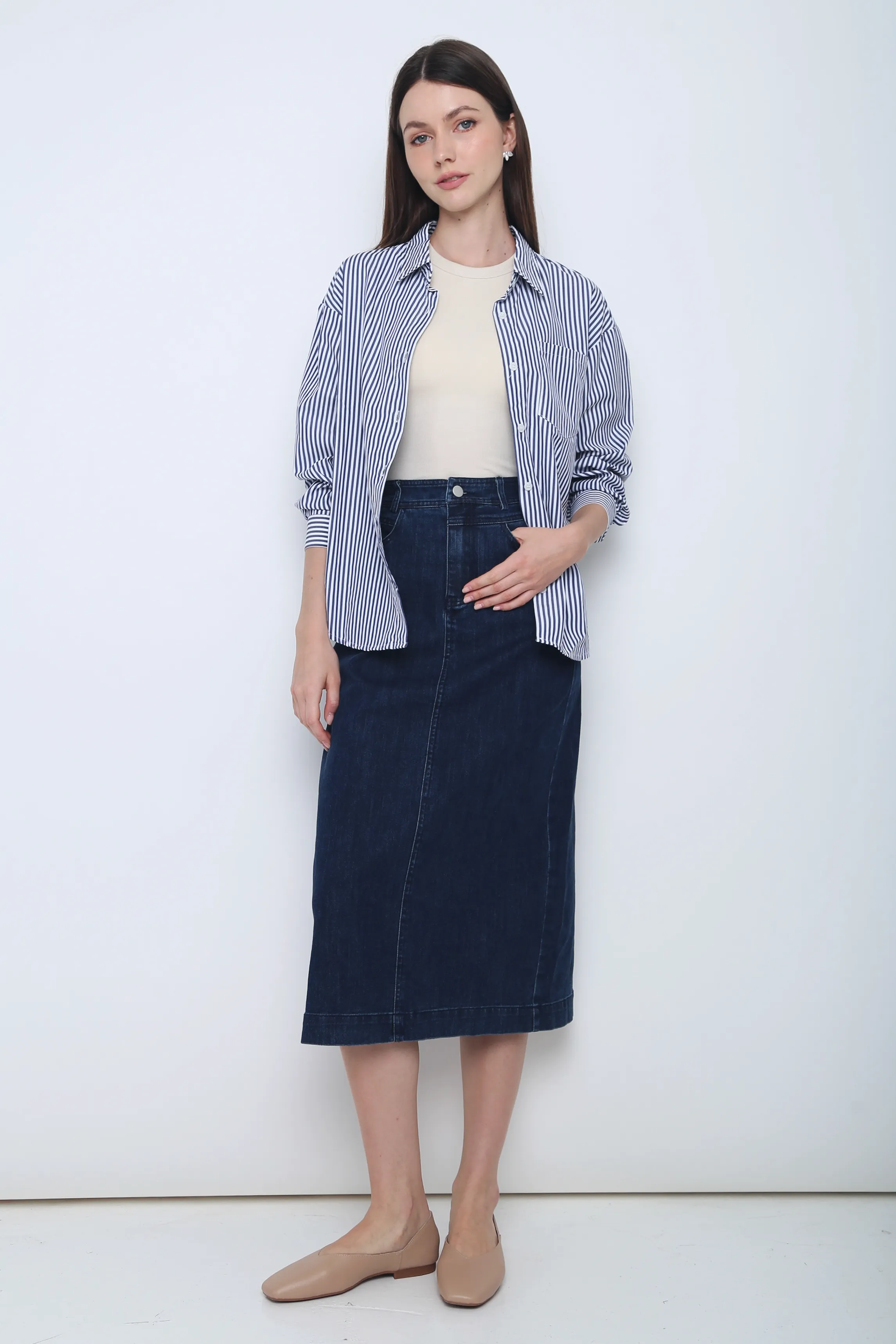 Emmy Stripe Pocket Shirt Navy OdorResistant Technology QuickDryTechnology