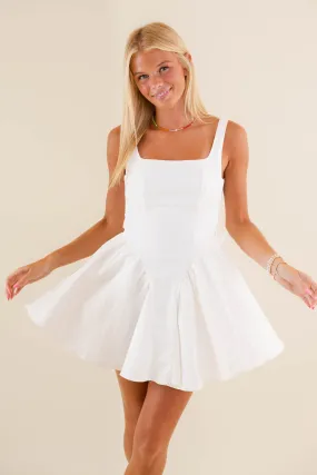 RESTOCK: Perfectly Me Mini Dress-White Sleek Layer Front-Pocket