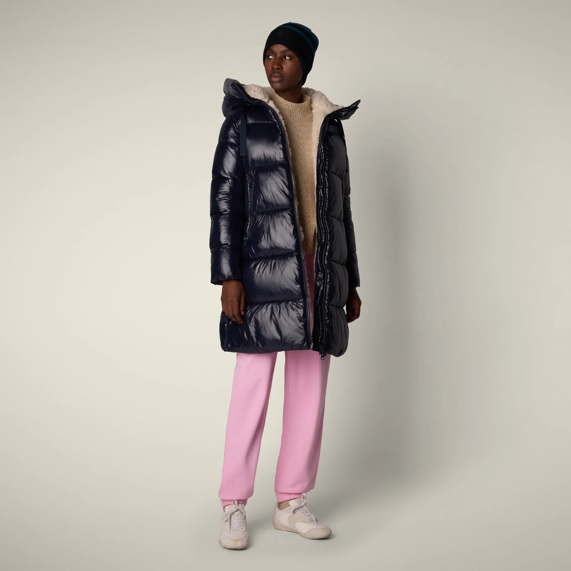 Women's Animal free puffer Coat bella in blue black Anti Static Lining AbrasionResistantSurface