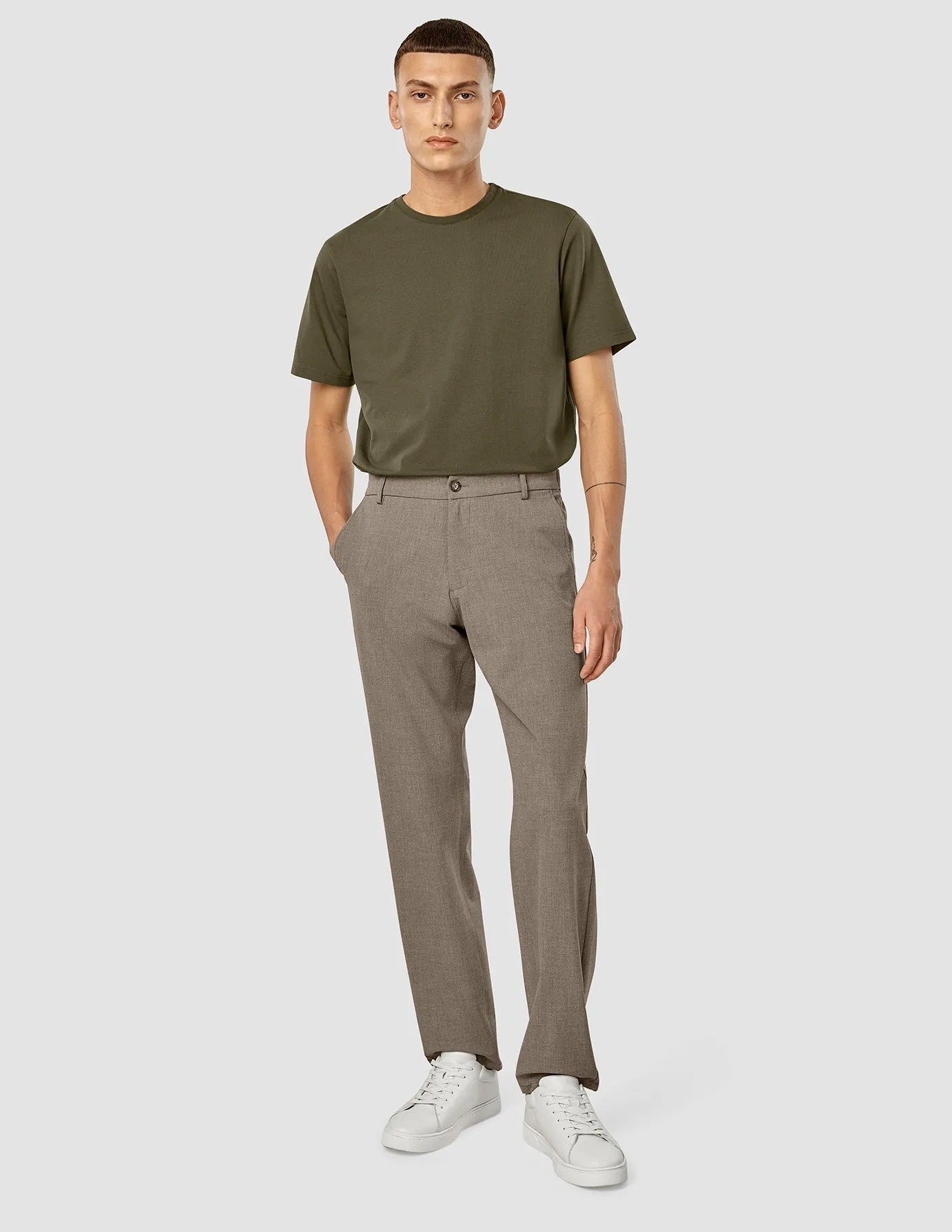 Essential Pants Relaxed Fit Dark Beige Melange Layer-Friendly Fit